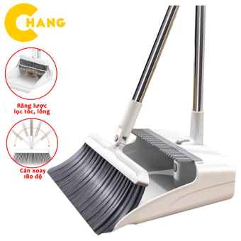Chổi Nhựa Quét Nhà Thông Minh Kèm Hót Rác Cán Dài Gấp Gọn Tiện Dụng