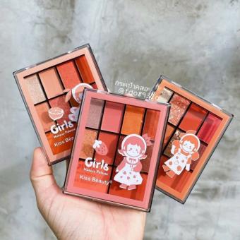 Phấn mắt 10 ô Kiss Beauty Makeup Cô Gái nhủ kim tuyến kèm má hồng