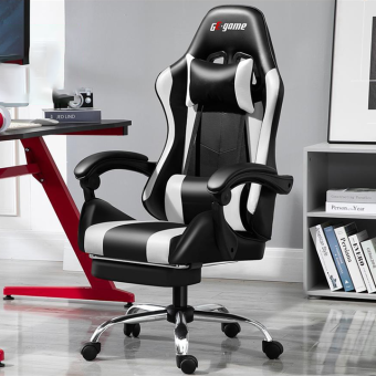 Ghế gaming bọc da cao cấp, ghế xoay làm việc chơi game nâng hạ hỗ trợ để chân