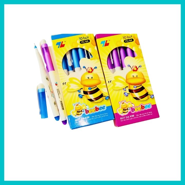 Hộp bút dạ kim Thiên Long beebee gồm 10 cây , viết chữ đẹp, mực màu khô, không lem