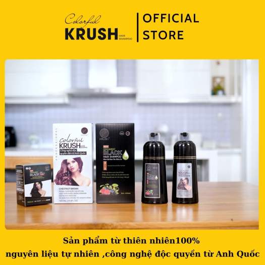 Dầu Gội Nhuộm Tóc Bạc Krush 420ml (Màu Hạt Dẻ) Hữu Cơ Thiên Nhiên
