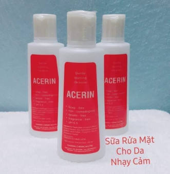 Sữa rửa mặt chuyên dụng Acerin, QT Thu Lan TL03 - chai 155ml, phù hợp với da nhờn, da khô và da dầu, kể cả làn da mỏng manh nhạy cảm của trẻ em