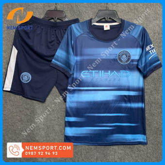 Quần Áo Bóng Đá CLB Manchester City Màu Xanh Đen Mẫu  Mới 2022-Áo Đá Banh ManCity Xanh Đen Mới 2022
