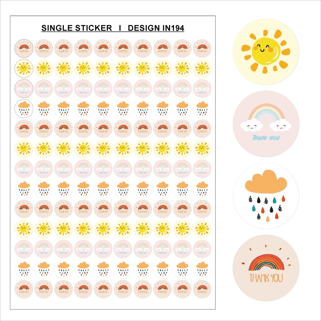 Combo set 520 tem nhãn dán sticker In194 cao cấp chất liệu decal giấy đế xanh - Khổ a3 - Thank You 06