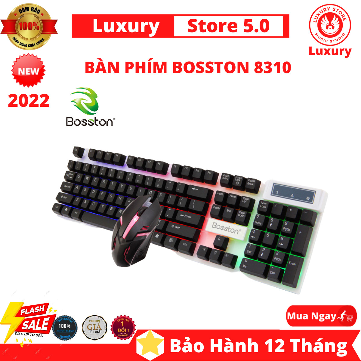 Bàn phím bosston 8310 led usb,bàn phím và chuột có dây giả cơ bosston 8310,bàn phím chơi game số 1 ,bảo hành 12th lỗi 1 đổi 1