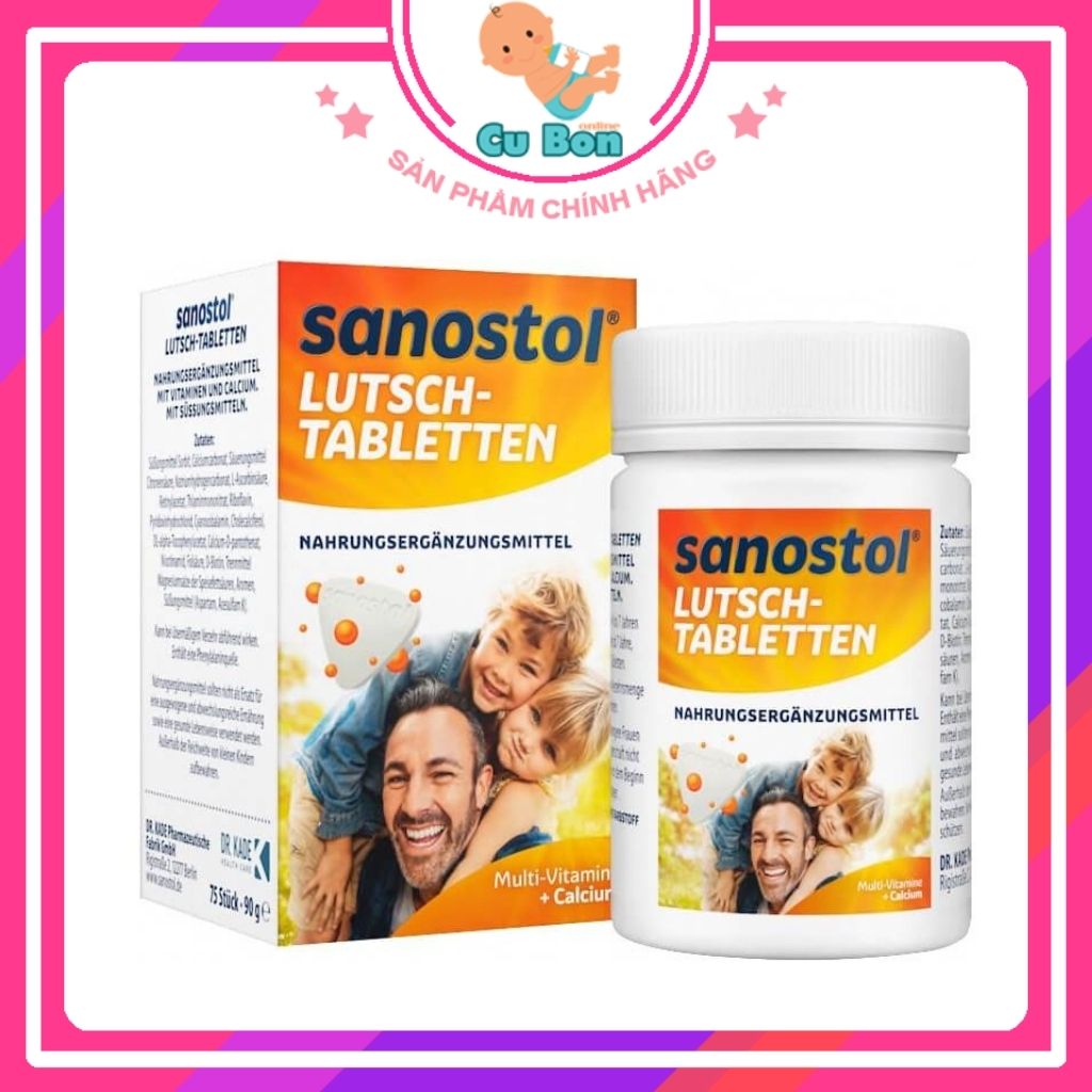 Viên Ngậm Sanostol Đức Bổ Sung Canxi & Multi-Vitamin Tổng Hợp + Canxi, 75 Viên cho trẻ từ 4 tuổi và người lớn