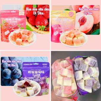 Kẹo chip dẻo sữa chua mix trái cây Panda Kid siu ngon vị nho, xoài, đào túi 180gr