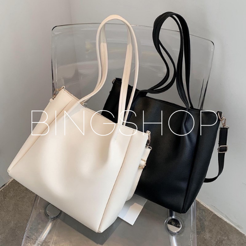 Túi da tote basic đựng vừa a42 màu vàng đen