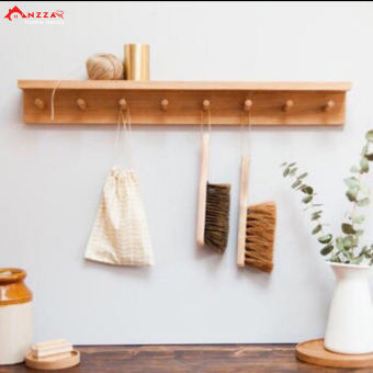 Móc gỗ treo quần áo, Khăn, Đồ Dùng Gắn Tường Bằng Gỗ Thông, Kệ Gỗ Treo Tường Anzzar