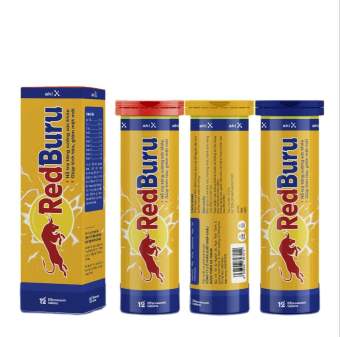 Hộp 12 Viên Sủi Bọt Bò Húc RedBuru/ Viên sủi tăng lực giúp tỉnh táo giảm mệt mỏi Redburu