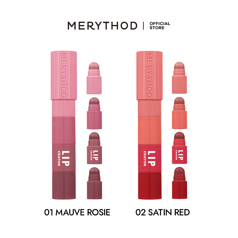 Gambar MERYTHOD Reel Edge Lip Crayon 4 Color Sticks in 1 Row Makeup Lipstick Crayon Type Made in Korea