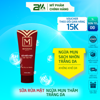 Sữa rửa mặt ngừa mụn thâm nám trắng da lựu dâu tây vitamin missha 100ml