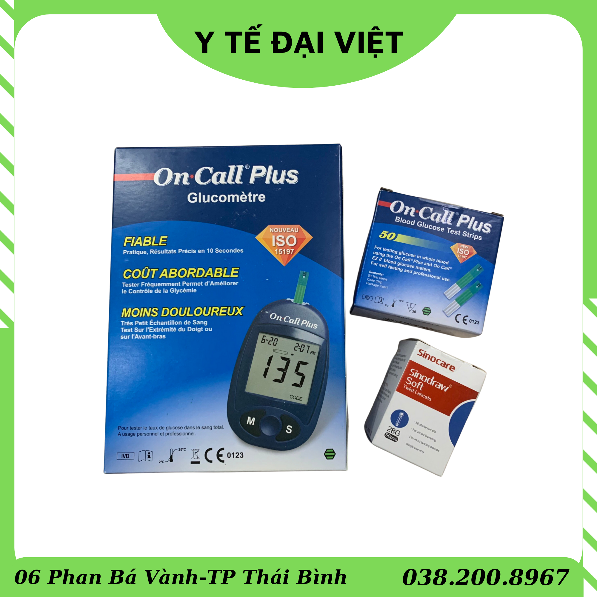 Máy đo đường huyết và que thử máu Acon On call Plus 10 kim 25 que test bảo hành trọn đời
