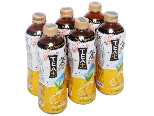 6 chai trà ô long Tea Plus vị chanh 455ml