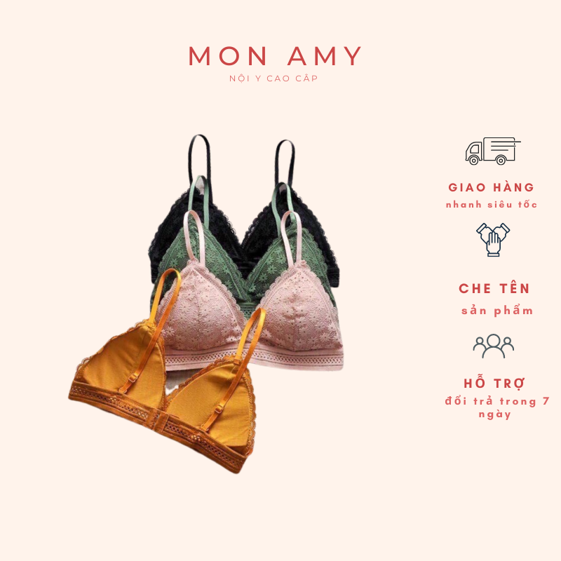 Áo Bralette kiểu Pháp áo bra không gọng mút mỏng tháo được nhiều màu 7338