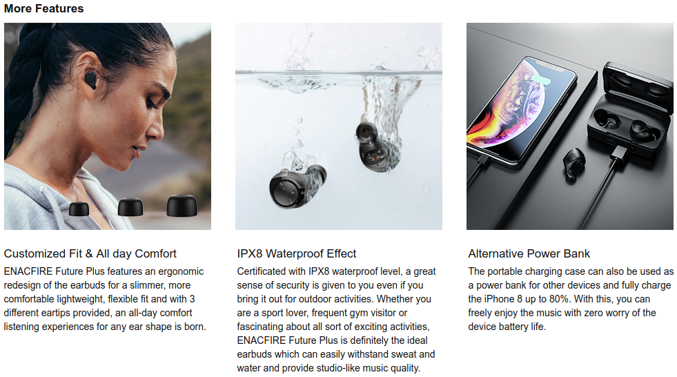 enacfire wireless earbuds future plus