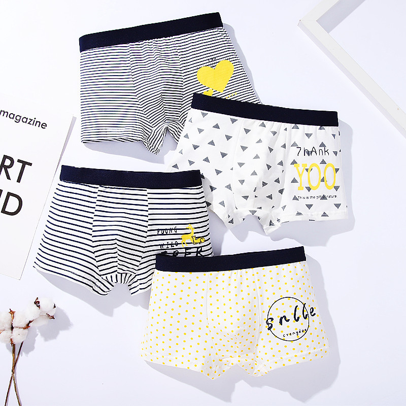 Quần lót đùi cho bé trai combo 4 quần sịp trẻ em boxer học sinh nam từ 9-43kg