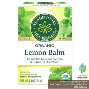 Trà Tía Tô Đất Hữu Cơ (Bạc Hà Chanh) Traditional Medicinals Lemon Balm, Giảm Căng Thẳng, Giảm Stress & Chứng Khó Tiêu