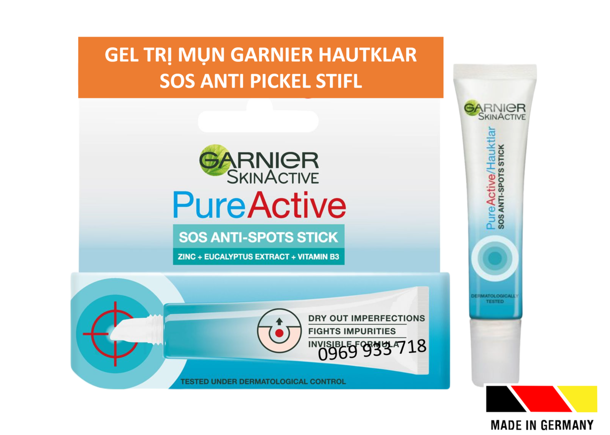 Bút chấm mụn siêu tốc, điều chỉnh sản xuất bã nhờn 🇩🇪 garnier hautklar sos anti pickel stifl, 10ml