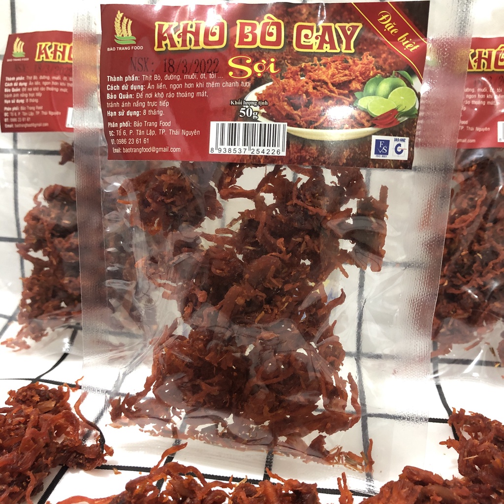 Thịt trâu khô gác bếp chuẩn vị tây bắc gói 50g và 100g
