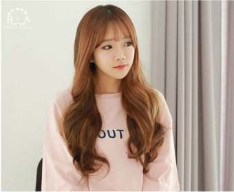 Tóc Giả Rambut Sintesis Wanita Panjang Bergelombang Poni Tóc Xoăn Dài Tự Nhiên Kiểu Tóc Nối Phiên Bản Hàn Quốc