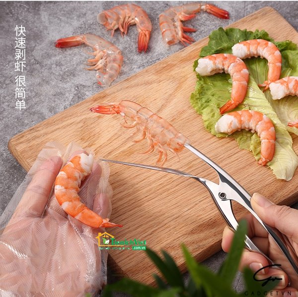 Bộ dụng cụ kìm tách lột vỏ tôm chất liệu inox304 không gỉ an toàn cho sức khỏe