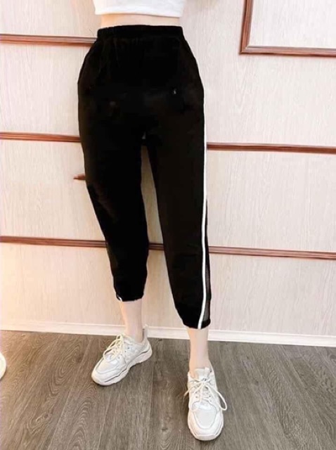 Quần đũi nữ lửng baggy cạp chun CHAT pha lưới dáng thể thao Q084