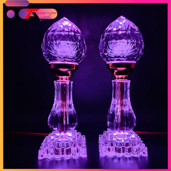 Cặp pha lê hoa sen nguyên khối, trưng bàn thờ, trang trí tủ thờ phật, thờ quan âm PL61