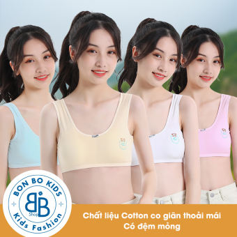 Áo lá nữ học sinh cấp 2, áo lót học sinh cấp 2, 100% Cotton, Có đệm mỏng, an toàn cho bé (Mẫu 1)