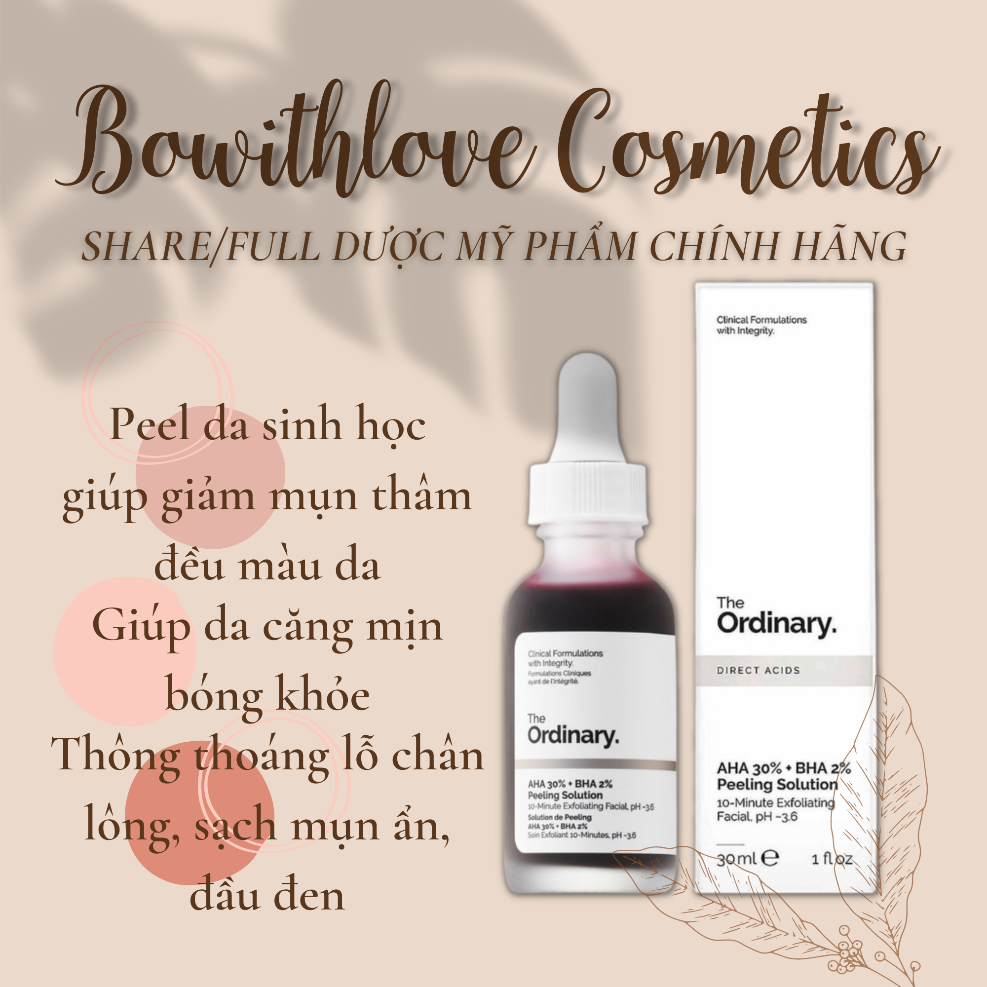 Tẩy da chết the ordinary aha 30% + bha 2% peeling solution