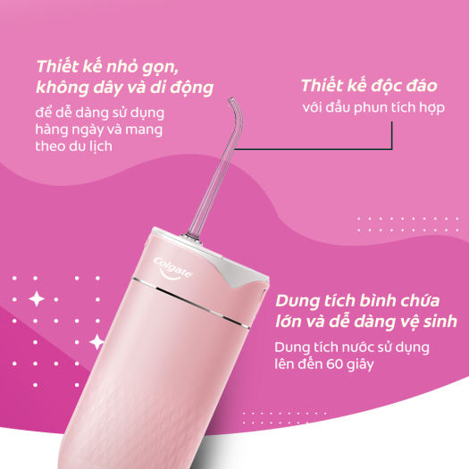 Máy tăm nước Colgate nhỏ gọn, chống thấm nước, pin sạc