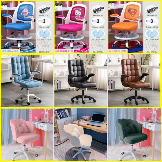 Ghế học sinh Chống Cận Chống Gù nam nữ Hello Kitty, ghế xoay học sinh đệm cao su non có tựa lưng, Vải sợi nano cao cấp chống xẹp lún, thoáng khí, Có thể điều chỉnh độ cao chân gác, chiều cao ghế, nhiều màu tại WinwinX