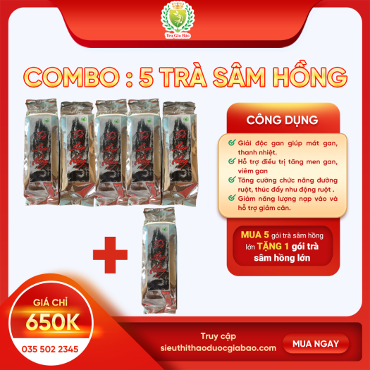 COMBO MUA 5 TRÀ SÂM HỒNG VG (500gr) | Giải độc gan tăng cường chức năng đường ruột hỗ trợ giảm cân