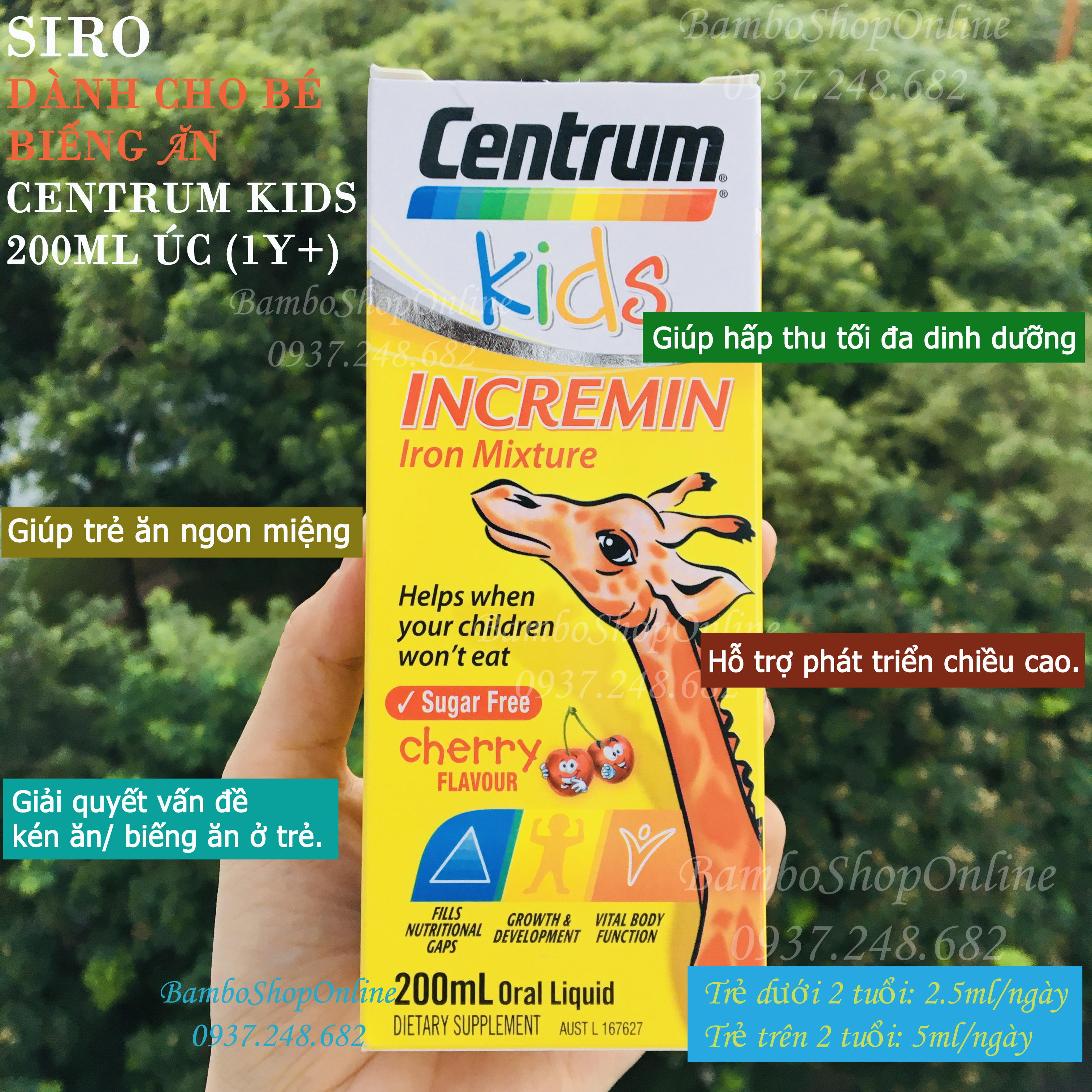 Vitamin bổ sung cho trẻ biếng ăn Centrum Kids Incremin Iron Mixture (200ml) (cho trẻ từ 1 tuổi trở lên) - Hàng xách tay Úc