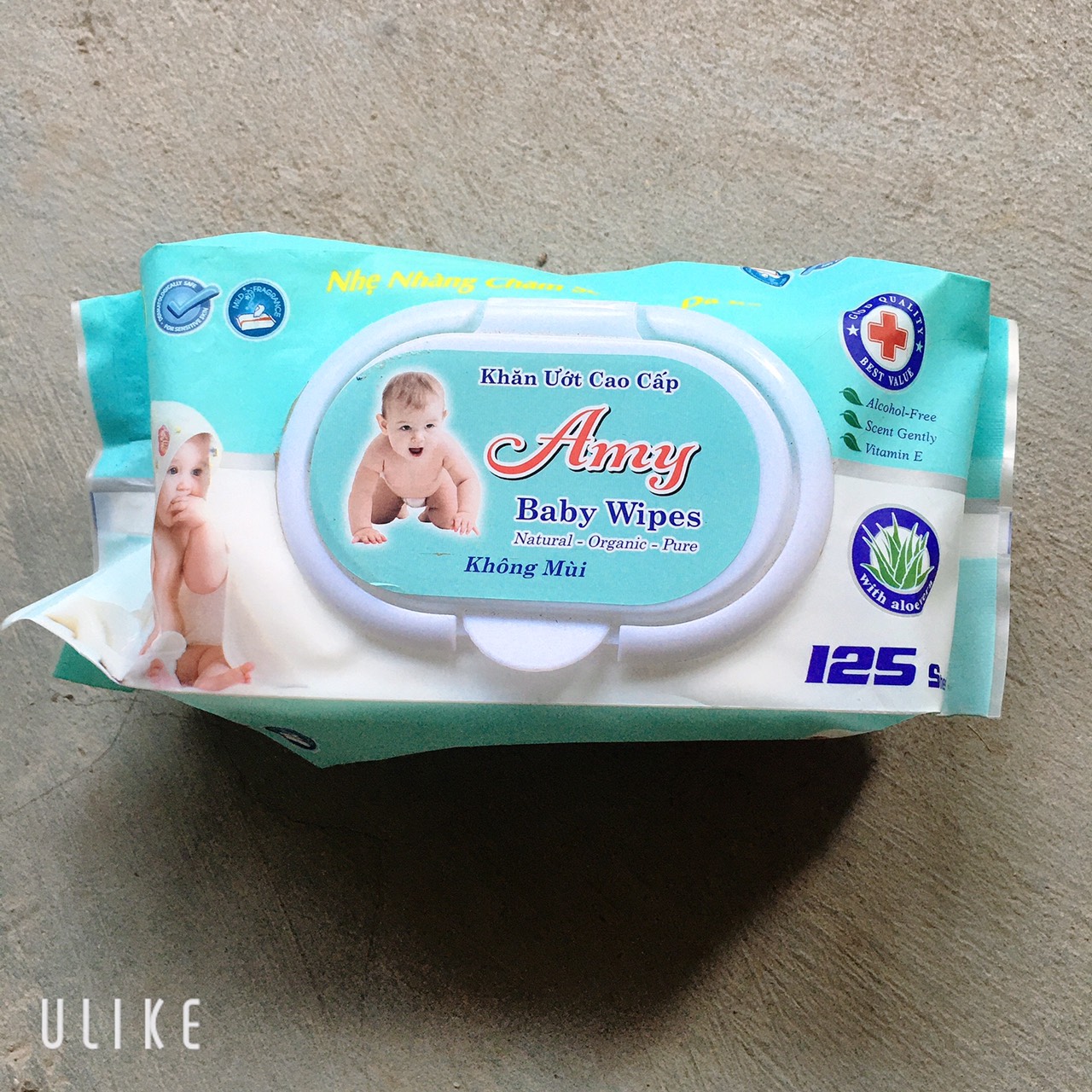 Khăn giấy ướt amy baby cho em bé bịch 125 miếng