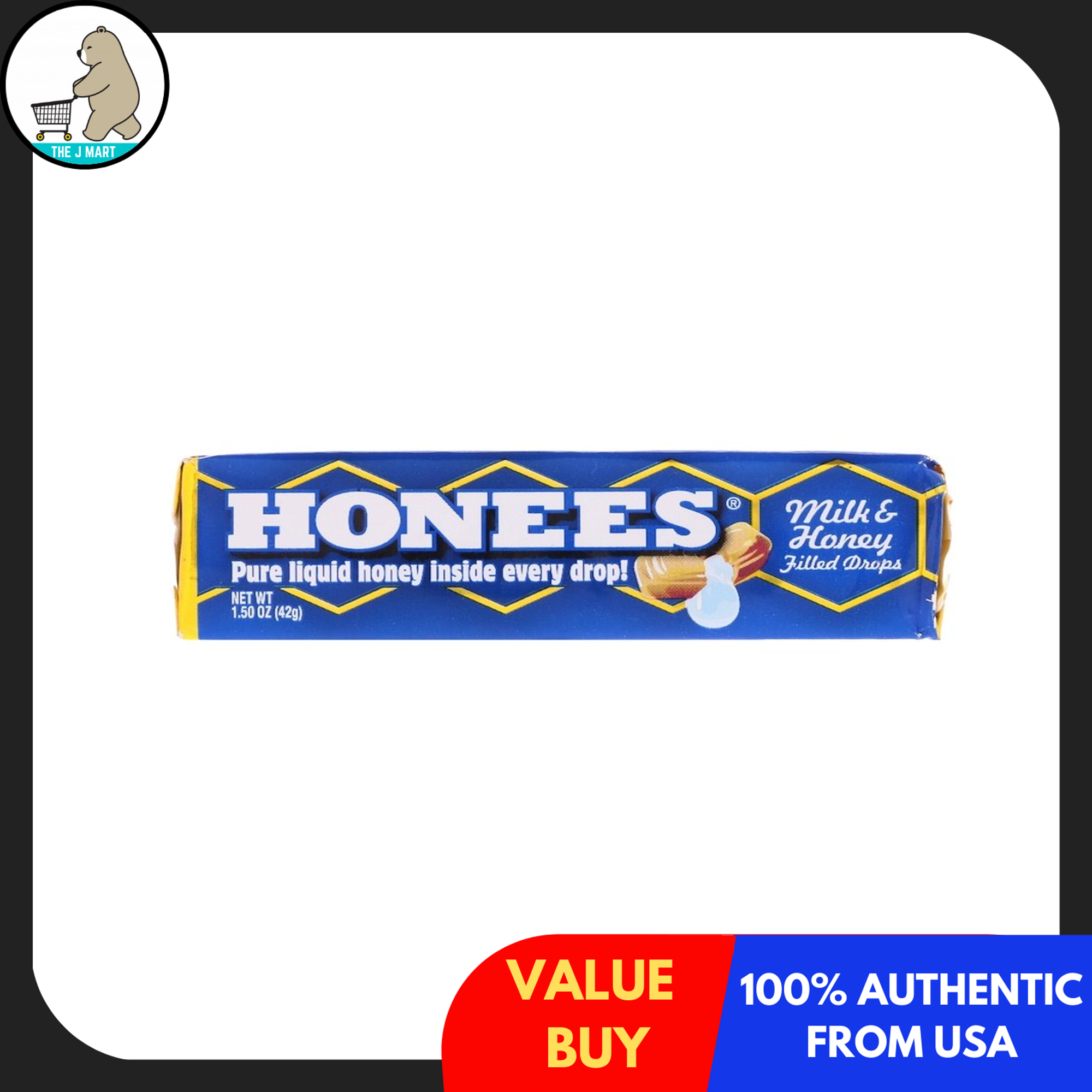 Honees Honey Filled Drops 1.60 Oz (45G) - Natural Honey Candy