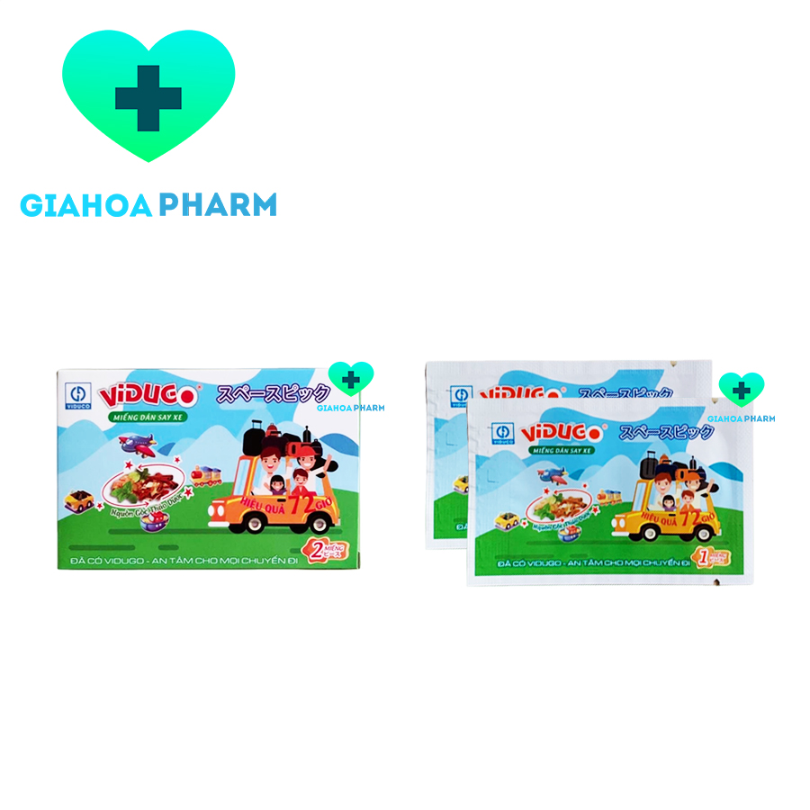Miếng dán chống say tàu xe Vidugo - Giảm buồn nôn, ói mửa, chóng mặt, mệt mỏi, khi đi ô tô, máy bay, tàu xe