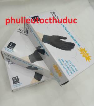 1 Hộp bao tay đen có 100 bao tay dùng cho tiệm tóc