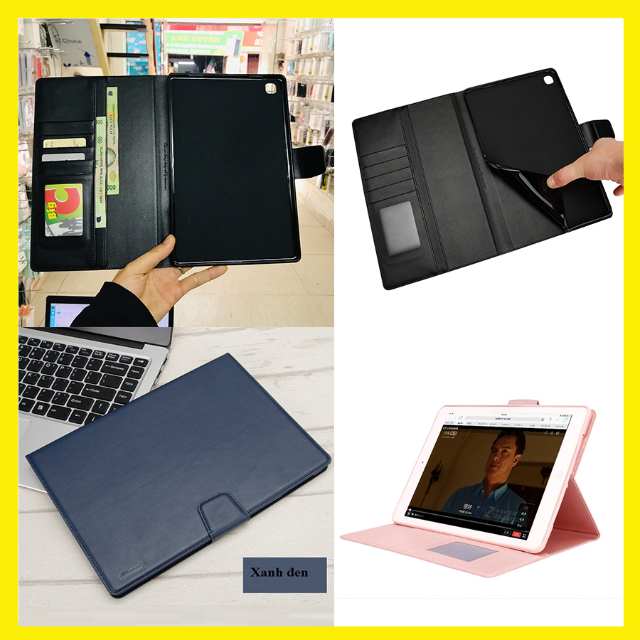 Bao da dạng ví samsung galaxy tab a7 2020 t505, tab s6 lite hiệu hanman có quai cài
