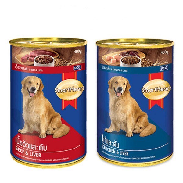 [Date 2025] Pate cho chó lớn Smartheart dạng lon 400gr có 2 vị