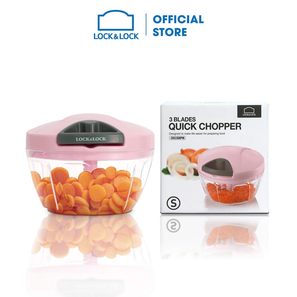 Dụng cụ băm rau củ quả lock&lock 400ml, có lực băm nghiền mạnh, nhờ hoạt động bằng phương pháp xoay và ba lưỡi dao bằng thép không gì giúp xay nghiền củ quả nhanh chóng, dễ dàng tháo ra vệ sinh dụng cụ, tiện lợi, dễ sử dụng