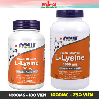L Lysine Now 1000mg 100 viên - Viên Uống Now L-Lysine 1000mg 250 viên - Lysine Llysine Now Double Strength - Bổ Sung Amino Axit Điều Hòa Nội Tiết - MINX Store