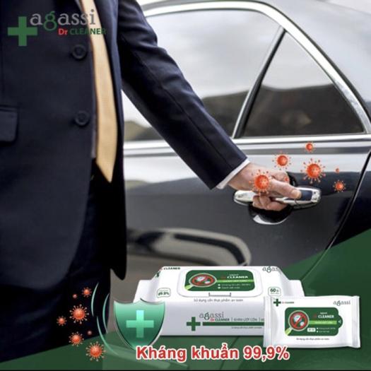 Khăn ướt có cồn Agassi Dr.Cleaner 100 tờ Diệt khuẩn 99,9% (5 gói x 20 tờ)