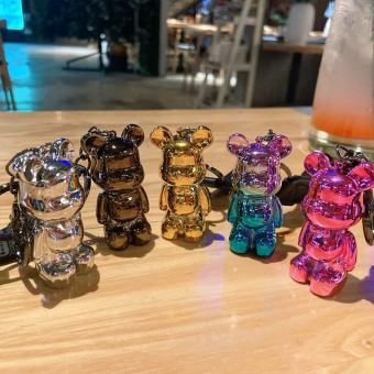 Móc khóa phụ kiện túi xách Bearbrick Gấu màu nhũ