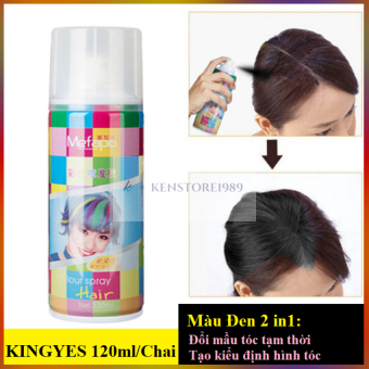 Keo Xịt Nhuộm Tóc Màu Đen (Black) Tạm Thời Kingyes 120ml/Chai Thời Trang