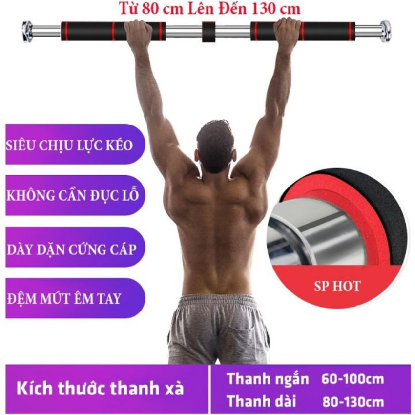 Xà đơn treo tường inox 80cm kéo dài 130cm | xà đơn gắn cửa! loại 80cm-120cm xà đơn treo tường 80cm xà đơn gắn cửa 80cm x 1m3 xà đơn treo tường 80 - 130 cm xà đơn treo tường gắn cửa loại 80 - 130 cm xà đơn gắn cửa 80cm