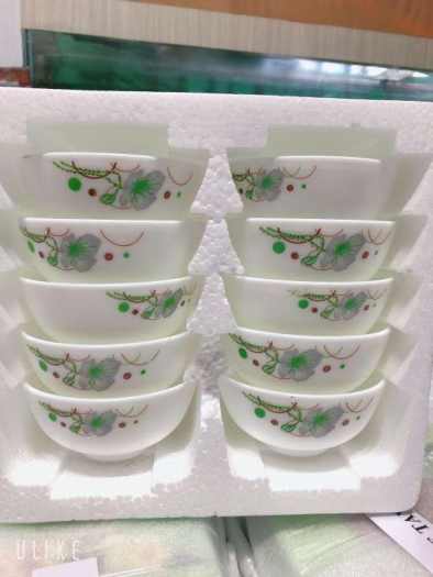 Bộ 10 chén sứ opal cao cấp - bộ 10 chén sứ hoa văn cao cấp