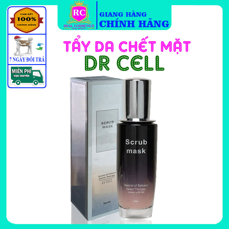 Tẩy Da Chết Da Mặt, Scub Mask Dr Cell, Nhẹ Nhàng Sạch Sâu, Lấy Đi Da chết, Bụi Bẩn, Giúp Da Trắng Sáng, Hấp Thụ Kem Tốt. Chai 100ml