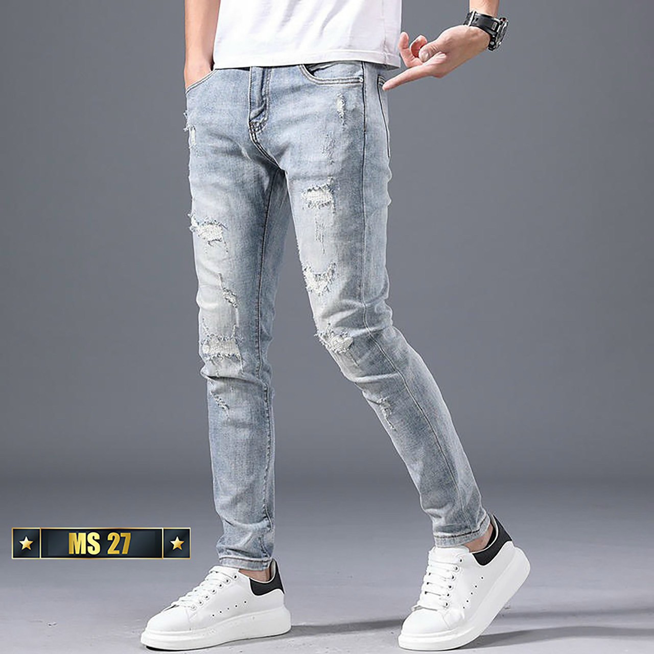 quần jean nam cao cấp mẫu mới nhất MKV27 89 FASHION phong cách chuẩn shop hàng cao cấp rách gối siêu đẹp full tem mác thiết kế trẻ trung hiện đại thời trang 89 FASHION AN10215