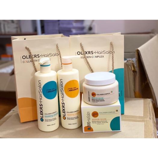 Bộ Gội Xả Olexrs Hair Salon Collagen Anh - Mọc Tóc, Phục Hồi Tóc, Chống Rụng Tóc, Tóc Nhuộm